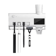 Suporte Dispenser Aplicador Pasta Escova de Dentes Esterilizador Com Luz UV Antibacteriano Automático Banheiro - comprar online