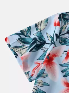 Camisa havaiana digital estampada masculina, camisa de manga curta, moda, 2024 na internet