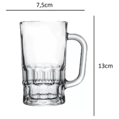 Conjunto Canecas De Chopp Cerveja Com 6 Unidades Taberna Happy hour De Vidro Resistente com Alça 360 Ml na internet