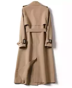 Casaco de trincheira longa de peito duplo feminino, blusão estilo britânico, jaquetas casuais elegantes, streetwear outono e inverno, comprimento médio na internet