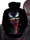 Venom Villain masculino impresso 3D manga longa moletom com capuz, rua adolescente casual roupas plus size, corpo inteiro