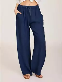 Calça de cintura alta de perna larga feminina, calça de linho de algodão, monocromática, cânhamo, casual, respirável, esportiva, solta, feminina, verão, outono na internet