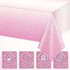 Toalha de mesa plástica descartável rosa para festas, gradiente pastel, mesas retangulares, sprin rosa claro, 1 pacote