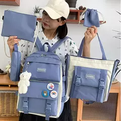 Grande Capacidade Mochila com Alfinete Kawaii e Acessórios, Mochila Kawaii Combo Kit, Mochilas de Lona, Kit Bonito, 5Pcs - loja online