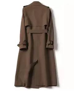 Casaco de trincheira longa de peito duplo feminino, blusão estilo britânico, jaquetas casuais elegantes, streetwear outono e inverno, comprimento médio - loja online