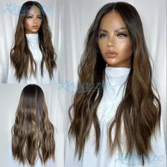 Balayaga # 1b/6 cabelo humano natural ondulado sem cola 13x4 seda superior perucas dianteiras do laço pré arrancadas preto marrom 13x 6/360 perucas dianteiras do laço - loja online