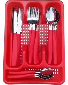 Imagem do Jogo De Talheres 25 Peças Completo Conjunto Aço Inox + Organizadora Faqueiro Cozinha Gourmet- Entrega Rápida Para Todo o Brasil