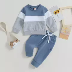 Conjunto de moletom e calças elásticas recém-nascido, Conjuntos de calças bebê menino, Roupas de 2 peças, Itens do bebê, Outono