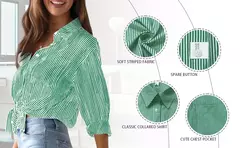 Imagem do Blusa de manga longa feminina, camisa listrada rosa, estampa clássica, botão, casual, sem bolsos, camisa básica diária, tops de outono e inverno, 2021