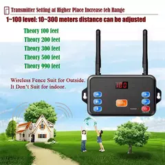 Sistema de Contenção Sem Fio para Cachorro, Recipiente, Alcance Ajustável, 2 em 1 Sistema de Treinamento, Seguro e Eficaz, 300m