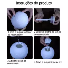 Imagem do Umidificador Aromatizador Luminária Abajur Lua Cheia 3D lâmpada luz difusor aroma óleo essencial usb ultra sônica