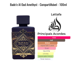 100ml Perfume Árabe Compartilhavel Masculino e Feminino Badee Al Oud Amethyst By Lattafa - Original - Envio do Brasil
