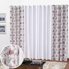 Cortina Florata 3,00 L 2,20 A (Parede Inteira, Sala, Quarto, Escritório, Decoração)