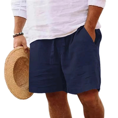 Imagem do Calça leve de ginástica masculina de linho de cor sólida, shorts de algodão para praia, grande respirável, esporte fitness, verão