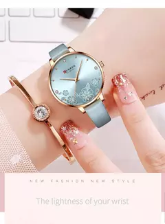 Curren-Relógios de pulso quartzo de couro de luxo feminino, marca relógio para senhoras, charme relógio mostrador flores - Wolf Magazine