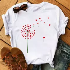 Imagem do Maycaur-camiseta estampada dente-de-leão fofa para mulheres, camiseta estampada gráfica dos desenhos animados, camisa branca casual para senhoras, camiseta nova e engraçada
