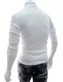 Imagem do Gola alta masculina malha suéteres de algodão, pulôveres finos, roupas de escritório, tops masculinos, monocromáticos, vinho tinto