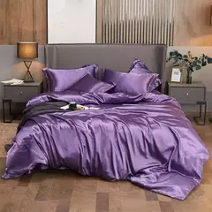 Monocromático Rayon Satin Conjunto de cama, luxo Kit Duvet Cover, Twin Queen e Cama King Size, 2PCs, 3PCs, 4PCs - loja online