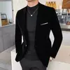 Blazer de veludo dourado masculino, terno slim fit, jaqueta casual, traje de cantor noivo, vestido de noite formal de alta qualidade, moda outono e inverno