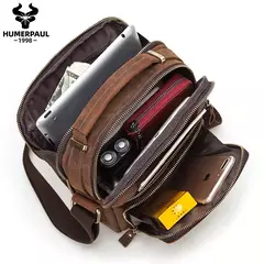 HumerPAUL-Bolsa de ombro de couro genuíno para homens, sacos transversais vintage, de grande capacidade, sacola masculina do mensageiro, bolsa de viagem - comprar online