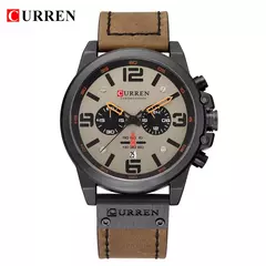 CURREN-Relógio de quartzo de couro genuíno impermeável masculino, relógio de pulso, cronógrafo, militar, esporte, marca de luxo - loja online