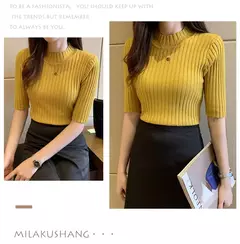 Blusa feminina de malha manga curta, blusa feminina, pulôveres de malha, E525, 2022 - comprar online