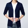 Outono puro algodão trench coat homens nova lavagem casaco corta-vento magro longo casaco de gola virada jaqueta casual azul zoeva