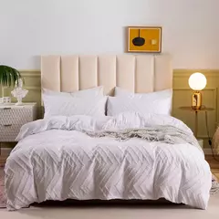 Wostar verão branco pitada plissado capa de edredão 220x240cm luxo cama casal colcha conjunto cama rainha king size consolador capa