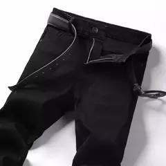 Imagem do Clássico avançado estiramento preto jeans 2023 novo estilo de negócios moda denim fino ajuste jean calças masculinas marca
