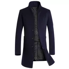 Jaquetas de trincheira de comprimento médio masculino, casacos masculinos, jaqueta justa, gola lapela, peito único, manga comprida, monocromática, casual, inverno, 2021 na internet