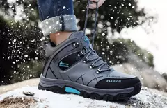 Botas de neve de couro impermeáveis masculinas, super quentes, ao ar livre, caminhadas, trabalho, sapatos de viagem, inverno, tamanho 39-47 - comprar online