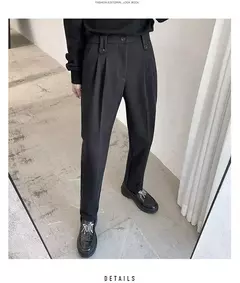 Calça social masculina de lã, calças com cintura elástica, casual e social para outono e inverno na internet