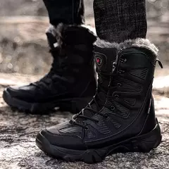 Botas de neve de pelúcia impermeáveis masculinas, tênis super quentes, tornozelo, botas ao ar livre do deserto, inverno - loja online