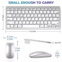 Imagem do Ultra-Slim Bluetooth Teclado e Mouse Combo, Tecla Mudo, Mouse sem fio, Ratos para Mac, iPad, iPhone, iOS, Android, Windows
