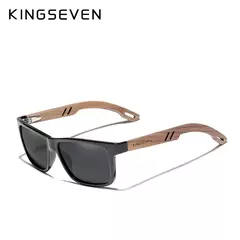 KINGSEVEN-Óculos De Sol Polarizados De Madeira Vintage para Homens e Mulheres, Moda Quadrada Óculos De Sol, Proteção De Madeira UV400, 100% na internet