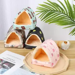 Cute Cartoon Mini Cage para Pet, Cama de dormir, Soft Mat, Casa, Coelho, Esquilo, Cobaia, Ninho, Animal pequeno, Ratos, Rato, Hamster, Inverno, Casa