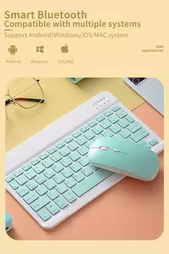 Teclado e mouse bluetooth para ipad xiaomi samsung huawei telefone tablet fino mini teclado sem fio para android ios windows