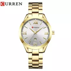 Imagem do Curren-relógio das mulheres, estilo retro, impermeável, aço, quartzo, presente de Natal, 9007