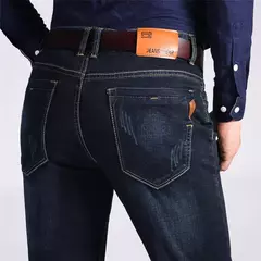 Jeans estilo clássico irmão Wang masculino, casual, stretch, fino, calça jeans, azul claro, calça preta, marca masculina - loja online