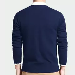 Suéter de algodão masculino manga longa pulôveres outwear masculino gola v blusas da moda de marca solto fit roupas de tricô estilo coreano - Wolf Magazine