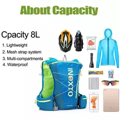 Mochila para homens e mulheres, sacos de esporte ao ar livre, trilha, maratona, corrida, caminhada, opção, bolsa de água, frasco, 8L