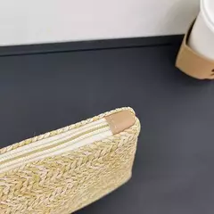 Moda feminina boêmio tecido embreagem wristlet saco casual senhoras praia verão cor sólida pequenas bolsas bolsa branco bege presentes - Wolf Magazine