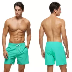 Escadch-Shorts Masculina Clássico Cor Sólida Malha Respirável de Forro com Bolsos com Zíper, Moda Banho Verão, Calções de Ginástica, 2022 - comprar online