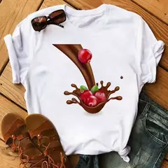 Camiseta branca estampada com frutas engraçadas para mulheres, estampa Kawaii Banana, camiseta Harajuku, manga curta, camiseta, moda na internet
