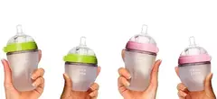 Garrafa de silicone para crianças, BPA Free Feeding Bottle para crianças, Verde e rosa, 5 oz e 8 oz, 2 pacotes
