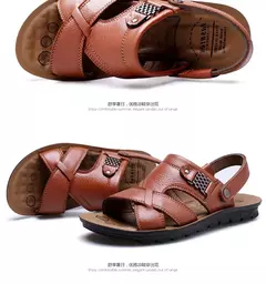 Sandálias masculinas de couro tamanho grande, sapatos clássicos de verão, chinelos romanos macios, calçado confortável para caminhadas ao ar livre - comprar online