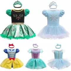 Baby Romper TUTU Vestido Com Headband Infantil Baby Princess Girl Roupas Tamanho 3-18M Cute Design Baby Dress Party Trajes - comprar online