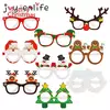 Santa Claus Paper Glasses Frame, Xmas Tree Elk, Photo Prop, Decorações de Natal, Ano Novo, Kids Gift, 9pcs