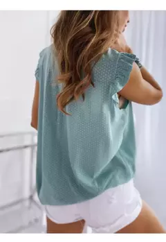 Mulheres verão elegante babados sem mangas polka pot laço até laço laço blusas e camisas casual oversize topos sexy pulôver túnica