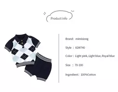 Imagem do Tops e calças de manga curta para bebê, criança, meninos, roupas de meninas, roupas recém-nascidas, roupas infantis, verão, moda, 2pcs, 0-18m